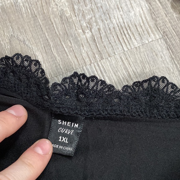 Black Bodysuit with Ruffle Neckline Size 1XL - Picture 7 of 7